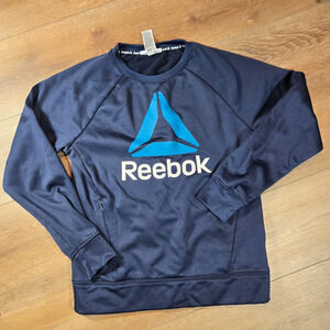 Reebok Classic Sweatshirt Youth L 10-12 Blue Crew Neck Fleece Athletic